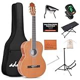 ADM Full Size Classical Nylon Strings Acoustic Guitar 39 Inch Classic Guitarra Starter Bundle for Adult with Free Lessons, Gig Bag, E-tuner, Footstool, Kids Student Beginner Kits (Yellow, 39 Inch)