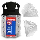 WORKPRO Utility Knife Blades, SK5 Steel, 100-Pack Blades with Dispenser