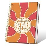 VONTP Boho Christian Spiral Notebook, Retro Groovy Bible Prayer Journal, Christian Gifts for Women, Make Heaven Crowded Religious Bible Scripture College Ruled Notebook Journal for Writing, 5.5x8.3