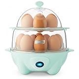 Dash Deluxe Egg Cooker - Boiler, Poacher & Steamer - Includes Measuring & Recipe Guide - Dishwasher Safe - BPA Free - Holds 12 Eggs, Aqua