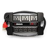 D'Addario Accessories Tour-Grade Power Base - Base Protector - Stage Power Strip with 6 ft Cable - 5 Standard and 3 Transformer- Guitar Amp Outlet - Music Surge Protector with Indicator Light