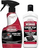 Weiman Ceramic and Glass Cooktop - 10 Ounce - Stove Top Daily Cleaner Kit - 12 Ounce - Glass Induction Cooktop Cleaning Bundle for Heavy Duty Mess Cleans Burnt-on Food