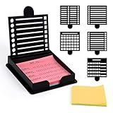 JANLOVE Sticky Note Holder Compatible with Post It Notes, 3x3 Sticky Note Stencil Dispenser with Template, Memo Pad Organizer with Five Line Box Drawing Template for Home and Office