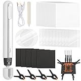 LemonRoad 52pcs Trade Card Flattening Kit Sports Card Cleaning Care Tool Kit Include 2 Clear 6'' Acrylic Sheets 8 Plastic Clamps 5 Pads 1 Bone Folder 1 Thermal Pen 10 PC Sheets 25 Heat Resistant Paper