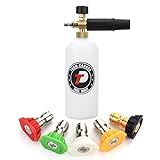 Tool Daily Foam Cannon with 1/4 Inch Quick Connector, 1 Liter, 5 Pressure Washer Nozzle Tips