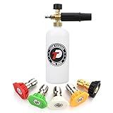 Tool Daily Foam Cannon with 1/4 Inch Quick Connector, 1 Liter, 5 Pressure Washer Nozzle Tips