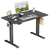 Sweetcrispy Electric Adjustable Height Standing Desk - 40 x 24 inch Sit to Stand Up Desk with Splice Board, Rising Home Office Computer Table with 2 Hook and Wire Hole for Work