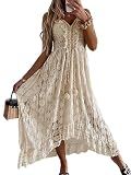 CUPSHE Womens Lace Summer Maxi Dresses 2026 Beach Wear Beige, M