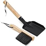 MYFIREPLACEDIRECT Ash Shovel & Hearth Brush Set - Fireplace Tools Set, Fire Pit Tools, Hearth Tidy Set, Metal Brush Pan Set Made of Natural Wood & Coco Bristles - Wider Scoop