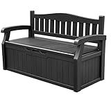 Devoko 80 Gallon Storage Bench Deck Box Lockable for Patio Furniture, Garden Decor and Outdoor Seating for Cushions, Garden Tools and Pool Supplies (Black)