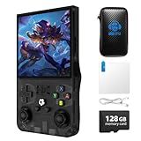 R36MAX Retro Game Console, 4.0 inch Retro Gaming Console with 128GB Memory, Video Game Consoles with 4000mAh Battery and 30+ Emulators, Ink Black