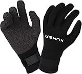XUKER Water Gloves, 5mm Neoprene Five Finger Warm Wetsuit Winter Gloves for Scuba Diving Snorkeling Paddling Surfing Kayaking Canoeing Spearfishing Skiing (5mm Black Kevlar, XS)