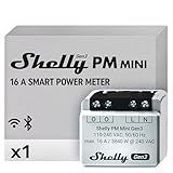 Shelly PM Mini Gen3 | WiFi Smart Power Meter 1 Channel 16 A | Home Automation | Bluetooth Gateway | Compatible with Alexa & Google Home | iOS Android App | No Hub Required | Smart Schedules