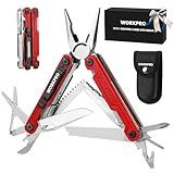WORKPRO 18-in-1 Multi Tool Pliers, Gifts for Dad, Stainless Steel EDC Multitool with Pocket Knife, 2 Safety Locks, Belt Clip and Oxford Pouch, Multipurpose Utility Multiuse Tool for Outdoor Activities