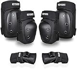 Adult Knee Pads Elbow Pads Wrist Guards for Adult Kids 6 in 1 Protective Gear Set for Roller Skating Skateboarding Snowboarding Scooter Inline Skating Cycling BMX Bike Outdoor Sports Black L