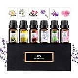 ap airpleasure Floral Essential Oils Set, 6x10ml Fragrance Oils Kit for Diffuser, Humidifier, Aromatherapy, Air Purifier - Aqua Lily, Sleepwell, Relaxing, English Violet, Bulgarian Rose, Lavender