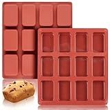 JOERSH Silicone Mini Loaf pan-(2PCS) 12 Cavities Bread Pan, Non-stick Silicone Baking Molds for Bread, Cake, Cornbread, Brownie, Mini Sized Cheesecake