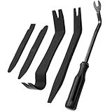 EldHus 5 Pcs Car Trim Removal Tool Kit Upholstery Tools, Auto Clip Removal Pry Tool for Door Dash Dashboard Panel Fastener Remover, Push Pin Puller Body Repair Tools, Black