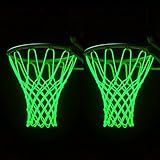 2PCS Glow in The Dark Basketball Net - Heavy Duty Outdoor Nightlight Light Up Basket Ball Hoop Net Replacement - Nylon Net Anti-Whip 12 Loops for Pool Beach Backyard - Sports Stuff Accessories Gifts