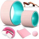 Arrowbash 5 Pack Yoga Wheel Set Back Stretcher Wheel for Deep Tissue Massage Foam Roller for Back Pain Relief & Stretching, Trigger Point Therapy Ball, Resistance Loop Exercise Bands, Massage Roller