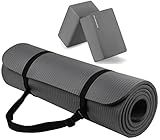 Fitvids All Purpose 1/2-Inch Extra Thick High Density Anti-Tear Exercise Yoga Mat with Carrying Strap, Gray