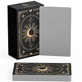 Blank Oracle Tarot Cards to Write On - Create Your Own Oracle Card Deck - (80 Cards per Box / 2.75" x 4.75") - Blank White with Design on Back (Black with Metallic Gold Foil Moon Design)