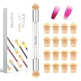 MelodySusie Nail Sponge Pen for Ombre Gradient, Double Ended Sponge, 16pcs Replaceable Sponge for Nail Art Tools for Home and Salon Use