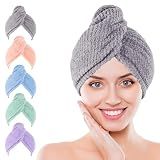 Kldnkig Soft Microfiber Hair Drying Towel Wrap, 5 Pack Elastic Hair