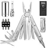 SHALL Multi Tool, 18-in-1 Multitool Pliers, Stainless Steel Multi-tool Pocket Knife w/Screwdriver Bit & Universal Socket, Self-locking Multipurpose Tool w/Sheath for Camping Fishing Survival Hunting