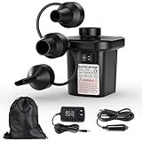 Electric Air Pump for Inflatables,Portable Quick-Fill Air Pump with 3 Nozzles,110V AC/12V DC,Inflator & Deflator Pumps for Outdoor Camping,Air Mattress Beds,Boats,Inflatable Cushion,Couch,Pool Floats