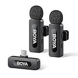 BOYA BY-V20 Wireless Microphones for iPhone 17/16/15 & Android/Laptop with USB-C Port, 328ft Range, 9H Battery Life, Noise Reduction Mini Mic Clip on Lapel Microphone Wireless for Video Recroding