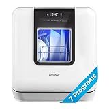 COMFEE' Countertop Dishwasher, Portable Dishwasher with 6L Built-in Water Tank, Mini Dishwasher with More Space Inside, 7 Programs, UV Hygiene& Auto Door Open, for Apartments, Dorms& RVs, White