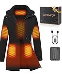 Women Long Heated Jacket Battery Pack Included Waterproof Ladies Coat with Hoodie 12v 7.4v Graphene Rechargeable Usb Electric Winter Apparel Clothes Sweater Sweatshirt Hoodie Vest Work Cold Weather