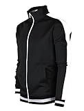 SCREENSHOT SCREENSHOTBRAND-51700 Mens Urban Hip Hop Premium Track Jacket - Slim Fit Side Taping Basic-Black-Large