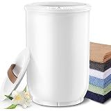 FLYHIT Large Towel Warmer for Bathroom - Heated Towel Warmers Bucket, Wood Handle, Auto Shut Off, Fits Up to Two 40"X70" Oversized Towels, Bathrobes, Blankets, for Mother's Gifts, White
