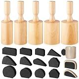 Juexica 5 Pcs Cup Pottery Molds 2.5'', 2.8'', 3.1'', 3.4'', 3.7'' Plaster Molds with 12 Pcs Mug Handle Forms Pottery Shaping Tool Wood Slump Press Mold 5 Sizes Clay Molds for DIY Pottery Mug Making