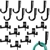 Qiyaz 16 Pcs J/V Shed Storage Hooks Shed Accessories for Hanging Storage Garage Shelves Organizer Accessories Parts, Storages Sheds Replacement Screws, Brackets and Hooks(Black)