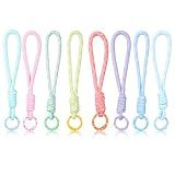 Tweruna 8 PCS Colorful Rope Keychain, 8 Colors Handmade Keychain Cord, Cute Landyard Braid Chain Wristlet for Women Car Key Wallet Purse Accessories