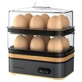 Evoloop Rapid Egg Cooker Electric 12 Eggs Capacity, Soft, Medium, Hard Boiled, Poached, Omelet Maker Egg Poacher & Vegetable Steamer, BPA Free Tray(Grey)