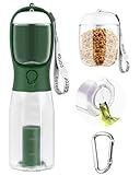 20oz Dog Water Bottle with Food Container & Poop Bag Dispenser | Leak-Proof Portable Pet Water Dispenser with Carabiner Clip | for Walking, Hiking, Travel