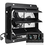 VEVOR Shutter Exhaust Fan, 10'' Wall Mount Attic Fan with Temperature Humidity Controller, 820 CFM, 10-Speed Adjustable, Ventilation and Cooling for Greenhouses, Garages, Chicken Coops, ETL Listed