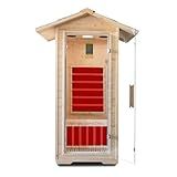 1 Person Far Infrared Sauna，Outdoor Spruce Wood Dry Sauna Room Infrared Sauna for Home 1400W Infrared Therapy for Personal Home Spa with 5 Heating Panels Bluetooth Speakers Digital Control Panel