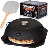HeatGuard Pro Geras Pizza Oven for Grill - Grill Top Pizza Oven For Outdoor Camping - Pizza Stone, Pizza Peel Kit - Portable Backyard BBQ Pizzas Maker Charcoal, Pellet, Propane Gas Wood Attachment