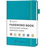 JUBTIC Password Book with Alphabetical Tabs. Medium Size Password Keeper Logbook for Internet Log in, Website Address. Hardcover Password Journal Notebook & Organizer for Home Office, Turquoise