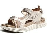 KuaiLu Womens Orthopedic Walking Sandals Comfortable Arch Support Plantar Fasciitis Relief Sport Recovery Chunky Cushion Adjustable Summer Outdoor Beach Vacation Athletic Water Shoes Beige Size 8