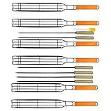 TQ-OUTDOOR Kabob Grilling Set - 6 Non-Stick Grill Baskets & 6 Stainless Steel Skewers - Long Handle, 15.5 Inch, Steel