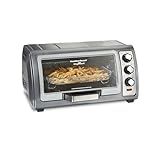 Hamilton Beach Air Fryer Toaster Oven Combo with Large Capacity, Fits 6 Slices or 12” Pizza, 4 Cooking Functions for Convection, Bake, Broil, Roll-Top Door, Easy Reach Sure-Crisp, Stainless Steel