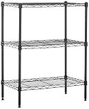Amazon Basics 3-Shelf Adjustable Heavy Duty Steel Wire Rack Storage Shelving Organizer with Storage Space, Versatility and Ease of Use for Kitchen, Garage, 23.2" L x 13.4" W x 30" H, Black
