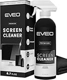 EVEO® Screen Cleaner Spray Kit (Streak-Free) TV Screen Cleaner for Smart TV, LCD, LED, OLED | Computer Screen Cleaner Spray and Wipe Microfiber Cloth - TV, Monitor, Laptop, iPad, Car - 6.7oz 1 Pack