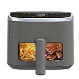 Sweetcrispy Air Fryer 4 Quart with Window, 1500W Digital Airfryer with 8 Presets, 60-Min Timer, Max 400°F, Auto Shut Off & Nonstick Dishwasher Safe Basket, Shake Reminder for Small Kitchen